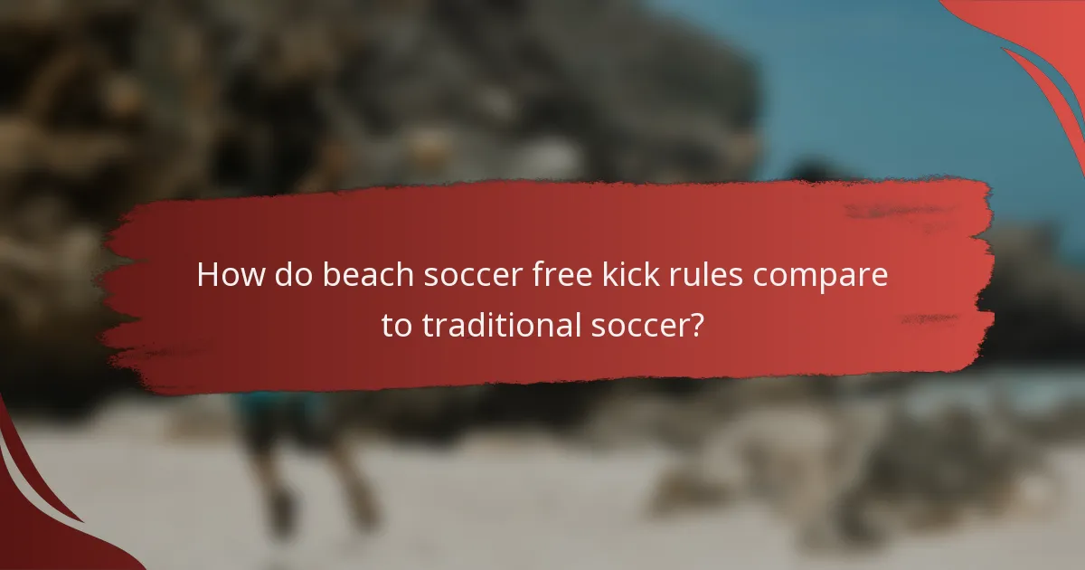 How do beach soccer free kick rules compare to traditional soccer?