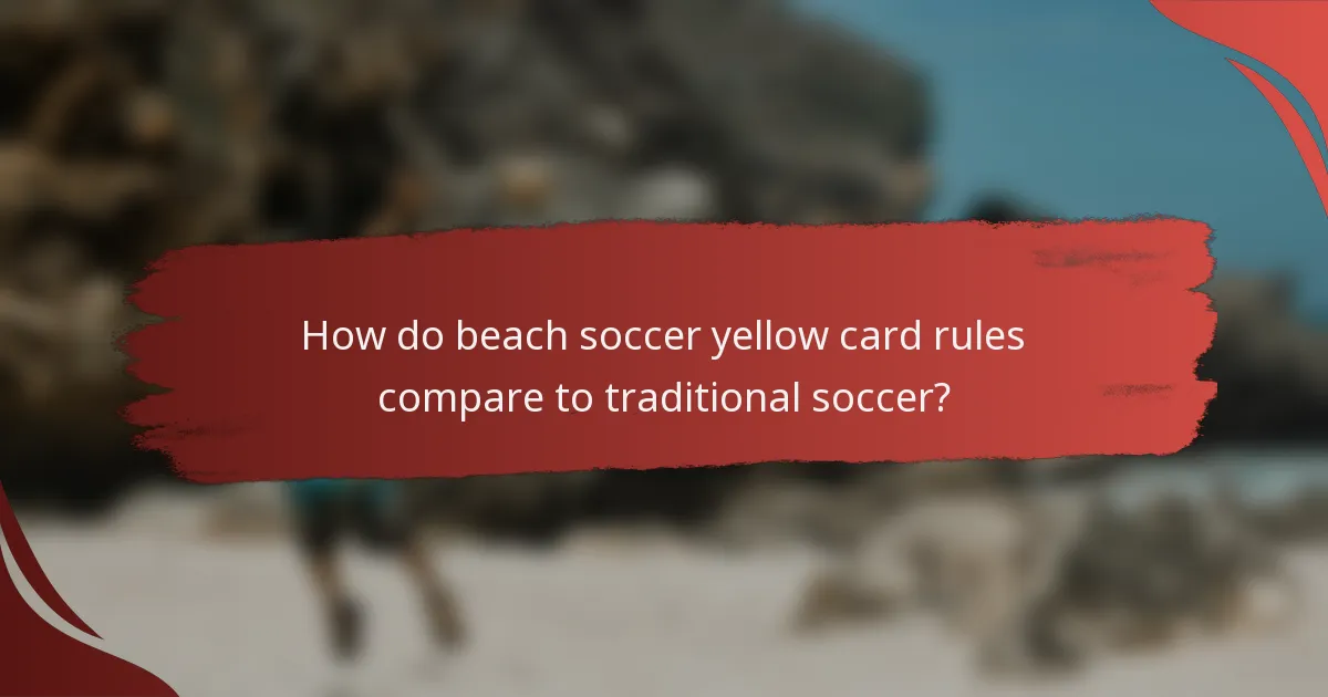 How do beach soccer yellow card rules compare to traditional soccer?