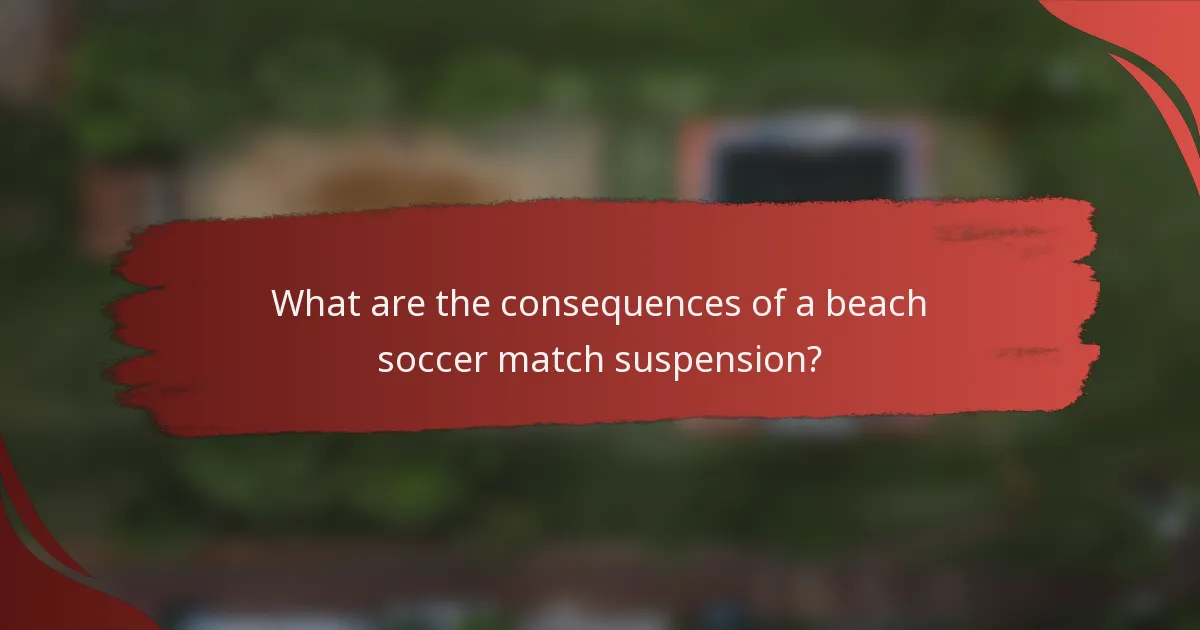 What are the consequences of a beach soccer match suspension?