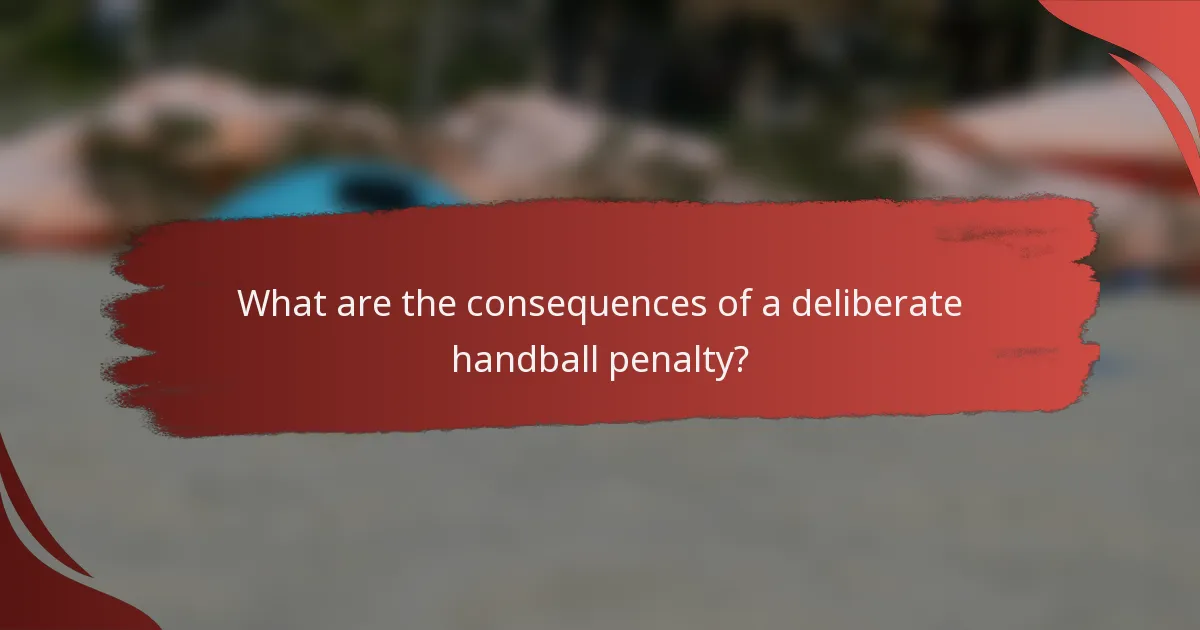 What are the consequences of a deliberate handball penalty?